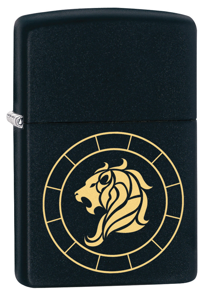 Zippo Leo Zodiac Sign Black Matte Pocket Lighter Zippo